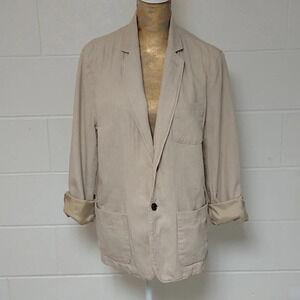 Linen/Cotton/ Blazer Jacket/Menswear/Textured stripe/Lined sleeves